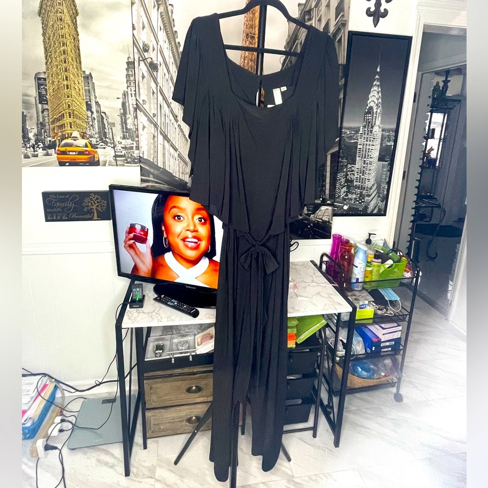 NWT Black Romper with Tie Waist